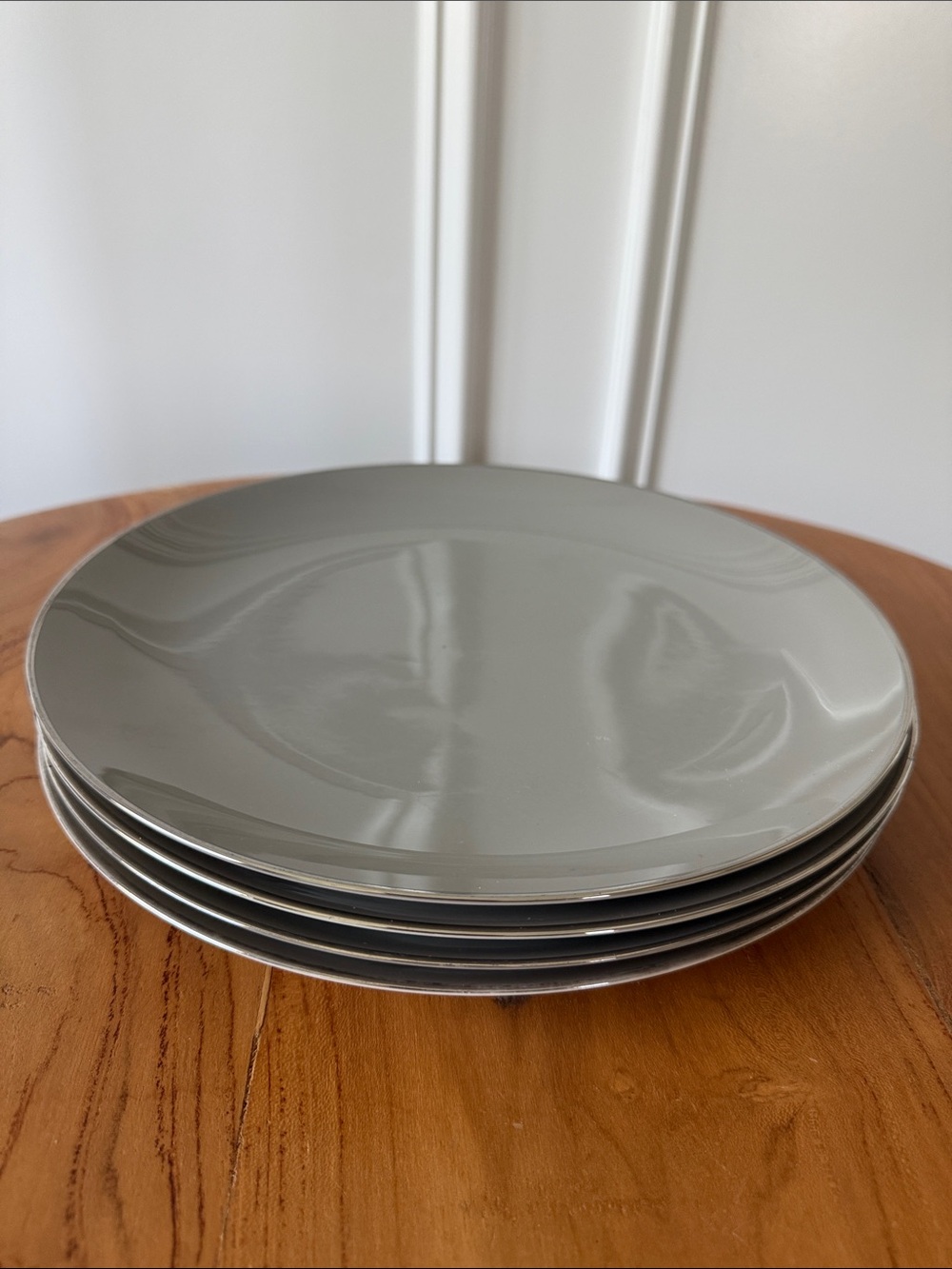 Franciscan China Burchbark Grey With Platinum Trim Dinner 10.5" Plate Set of 4